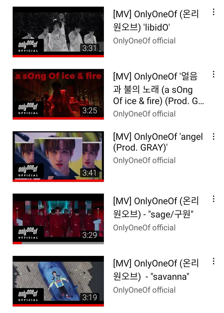 OnlyOneOf_intl's tweet photo. <OnlyOneOf YouTube>
[#OnlyOneOf]

The thumbnails for angel and savanna MV have both been changed, all other MV thumbnails remain unchanged. Previously the two in question only featured Love in the thumbnail.

#OnlyOneOf | #온리원오브  @OnlyOneOf_twt https://t.co/7cQhbOd1Nz