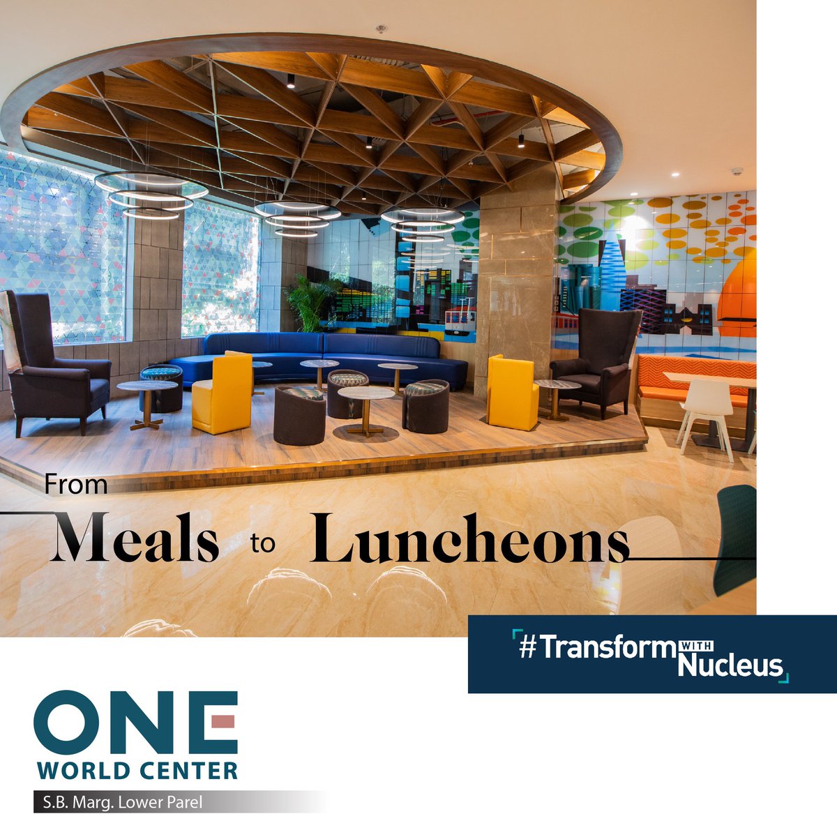 NucleusOfcParks's tweet photo. When a food court looks as good as
this; it's not just the meals you savour
here, but luncheons that grow your
network
#TransformWithNucleus
#NucleusOfficeParks
#OneWorldCenter https://t.co/mY12J5H7AU