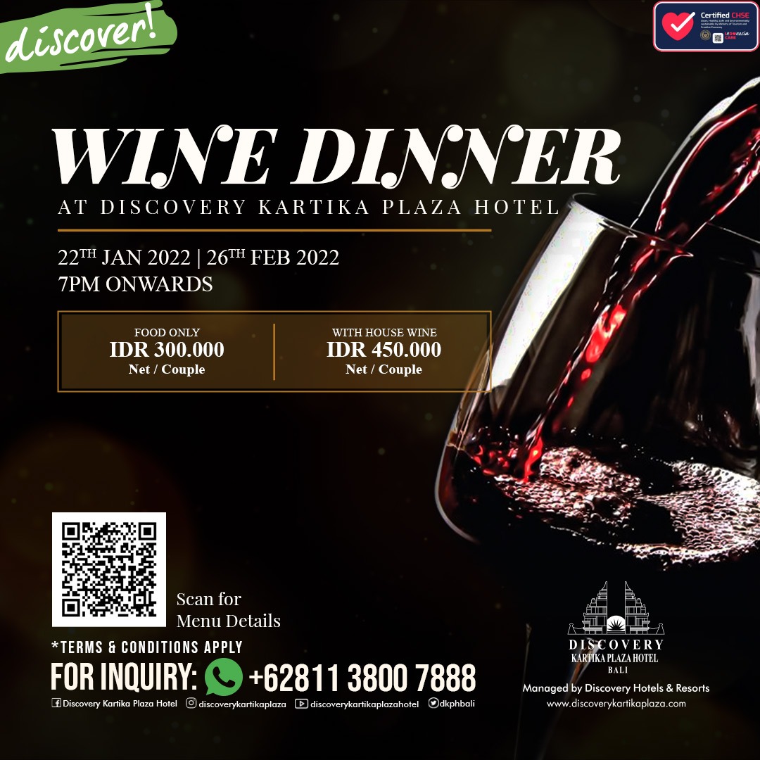 DkphBali's tweet photo. There’s always time for a glass of wine.
Wine and dinner, then you’ll feel better.

Info &amp; Booking inquiry:
+ 62 811 3800 7888

* Terms &amp; Conditions Apply https://t.co/9fKfVSepxI