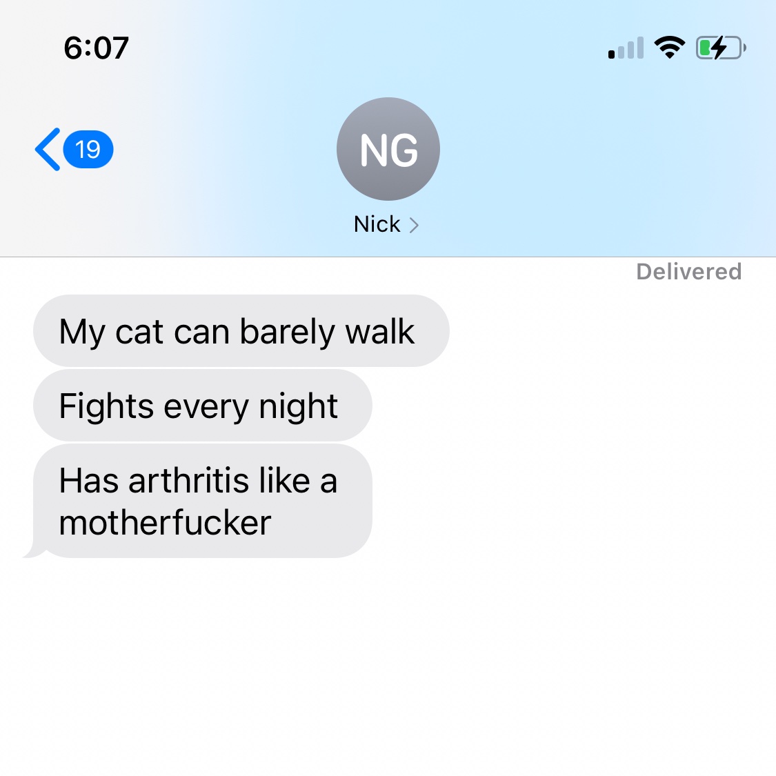kaylamatthews's tweet photo. the way my bf describes his cat is just truly poetic https://t.co/HQHdcFCNou