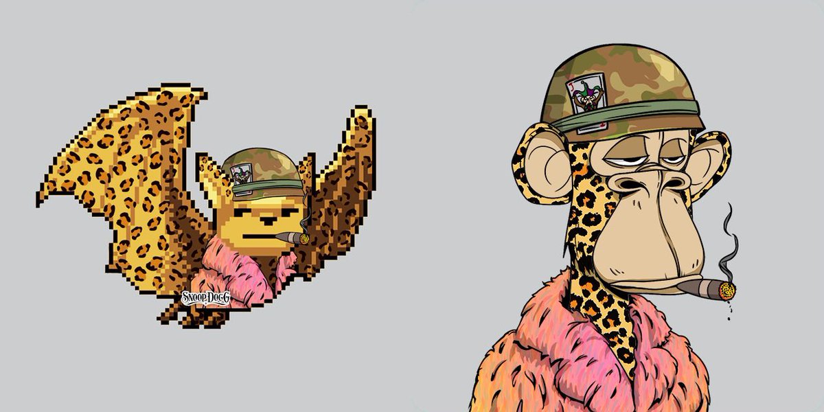 _devZer0's tweet photo. Combine @SnoopDogg’s @BoredApeYC #6723 with @CryptoBatzNFT and you will get this Legendary Little Bat with 😁:

💥 Cheetah Fur
💥 Bored Cigar
💥 Pimp Coat 

Join us: https://t.co/x9hyIB96sn

@OzzyOsbourne @ashrobin @DannyPhantomNFT @PeachysCrypto #NFTCommumity #CryptoBatz https://t.co/9hUaKPLmtD
