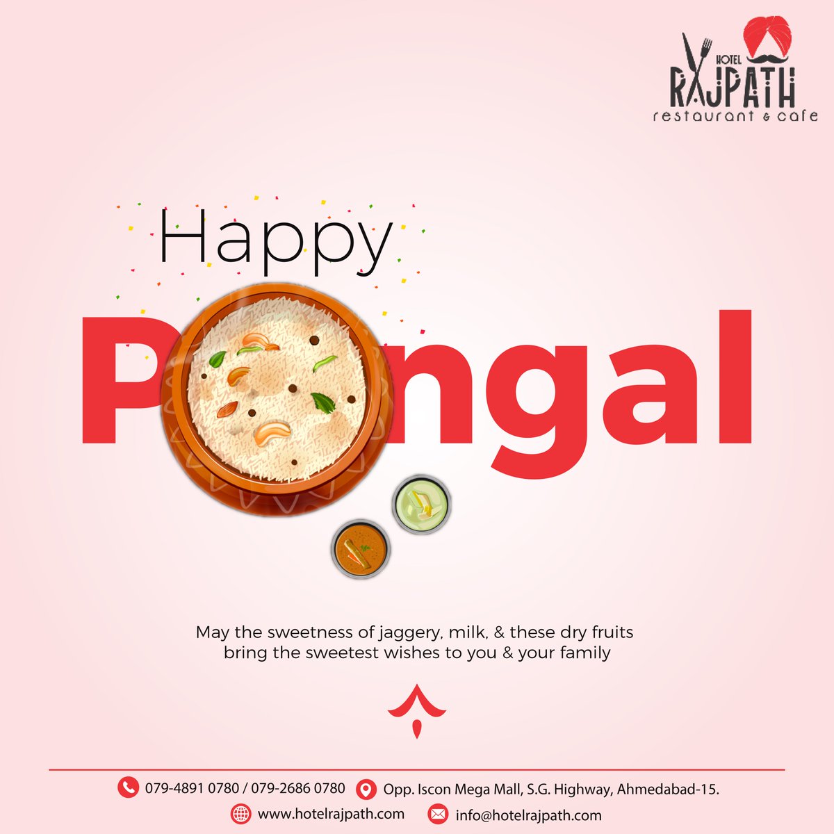 Hotel_Rajpath's tweet photo. Pongal marks joy and brings along positivity. May this festival of harvest season be one that brings along with it all that’s best and everything you deserve. Wish you a Happy Pongal!! #hotelrajpath #Pongal #Harvestfestival https://t.co/eXgkyZv16N