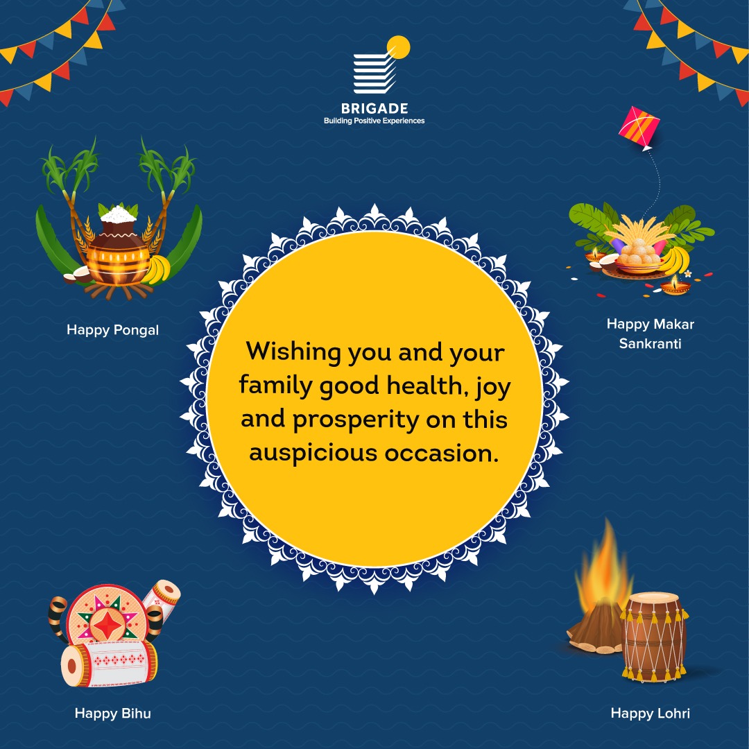 BrigadeGroup's tweet photo. Celebrating oneness through different cultures. May this festive season bring you happiness and prosperity.

#BrigadeGroup #RealEstate #BuildingPositiveExperiences #MakarSankranti #Pongal #Bihu #Lohri #Happiness #Joy #Celebration https://t.co/f4RNmwbXUh