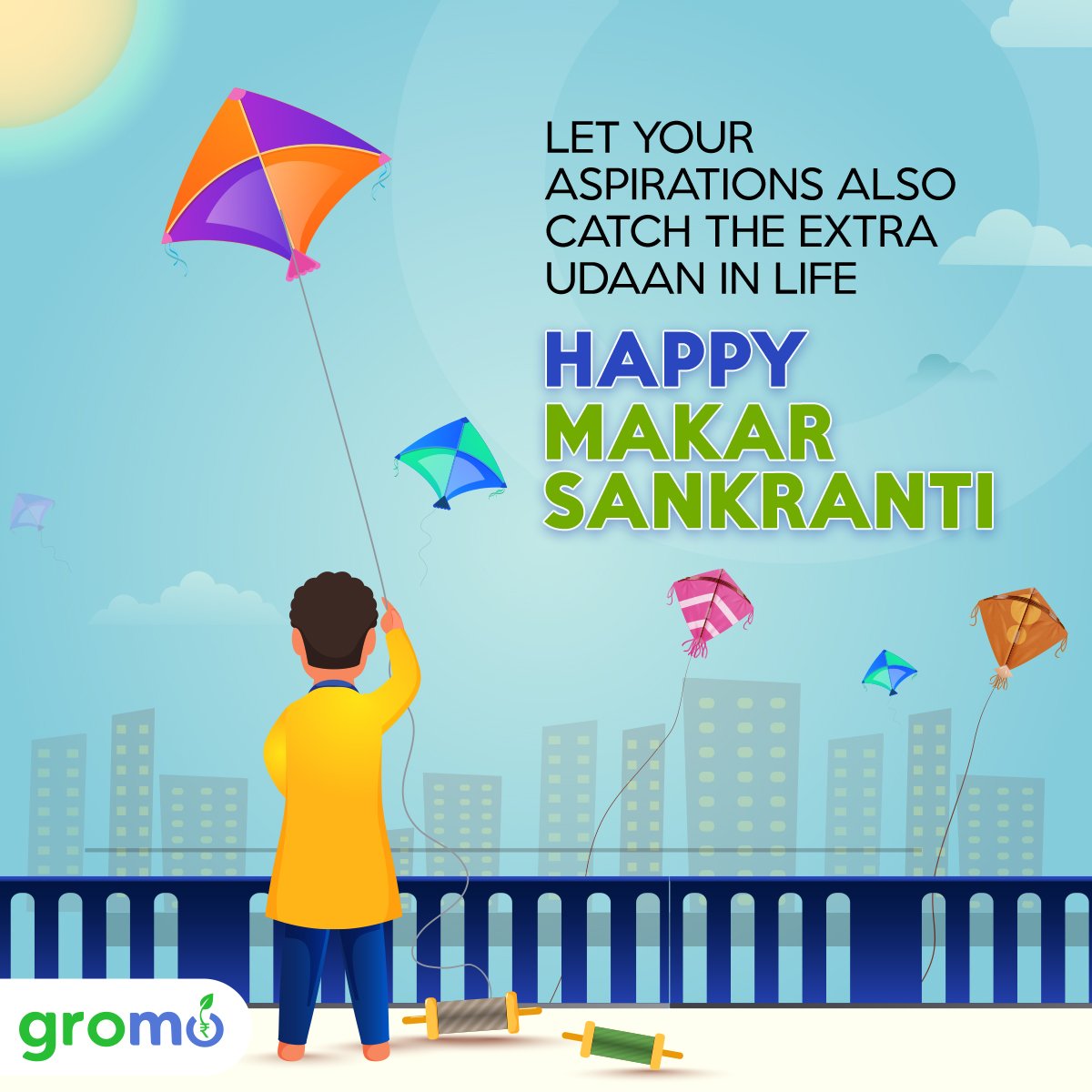 gromofintech's tweet photo. Let your aspirations reach the sky like a kite, may all your goals be fulfilled with GroMo and your life takes the udaan!
GroMo wishes you a very Happy Makar Sankranti.
#GroMo #GrowWithGroMo #ZindagiMeinGroMo #MakarSankranti #Festival #Celebrations https://t.co/p8Gt8LKkcl