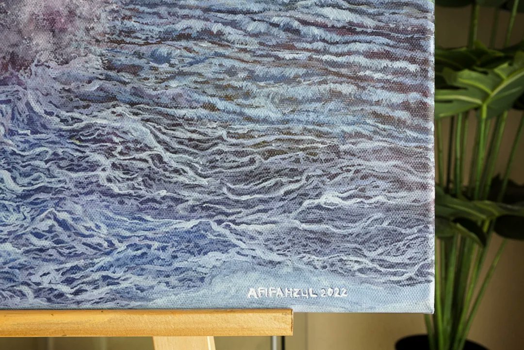 afifahzul2's tweet photo. [SUNSET WAVE]

Measurement: 18x24 inch
Medium: Acrylic Paint
Open for sale! ✨

Finally, it is complete!! It took me approximately ten days to paint. I treasure every part of it 😍. What do you think?
Are you interested in the painting? DM me for enquiry 😊. https://t.co/48bpz31grI