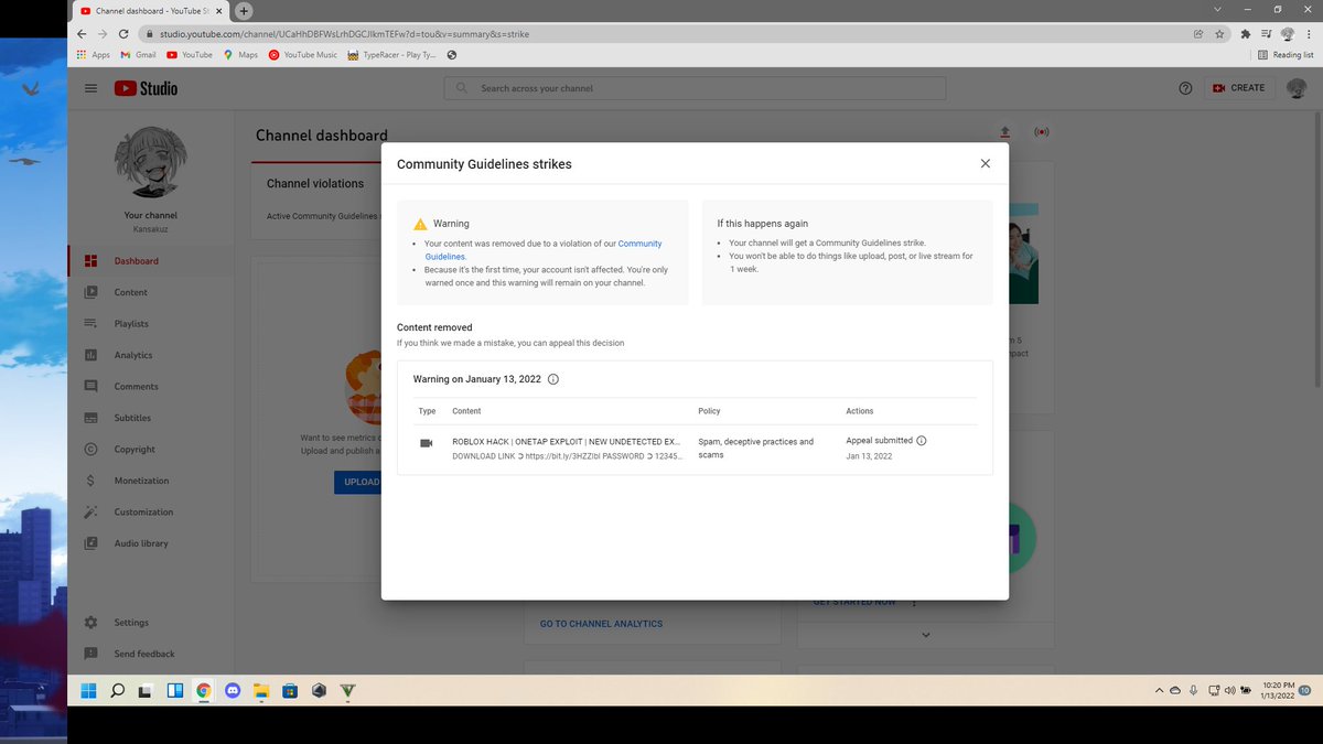 Ph03n1x07's tweet photo. @YouTube @BelloKevy Hi, why did I get a community guidelines strike for a video that I never uploaded? https://t.co/mfH9b1os68