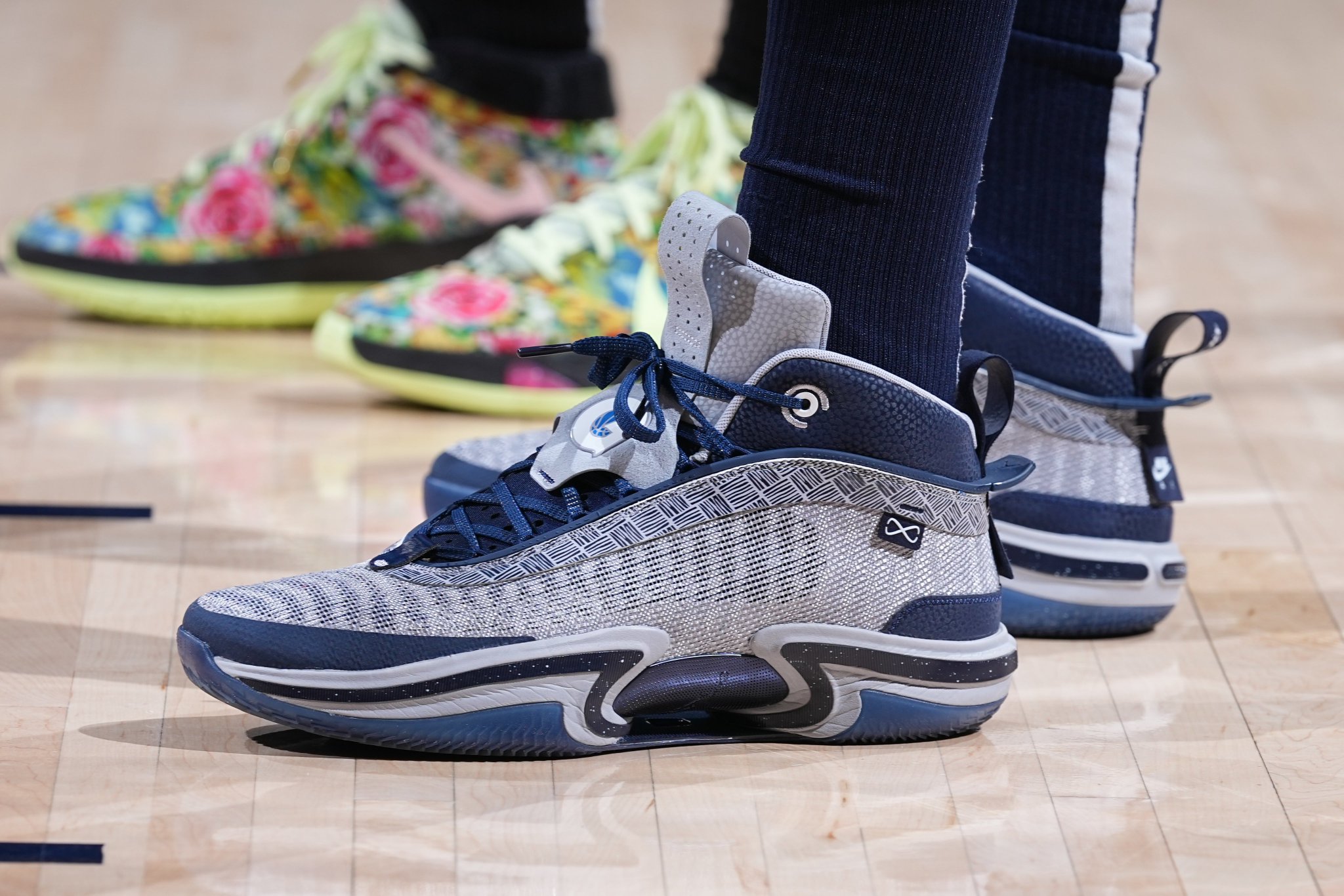 B/R Kicks on X: .@unclejeffgreen wearing the Air Jordan 36 Georgetown PE  tonight against Portland https://t.co/DGq5o6Nb2e / X