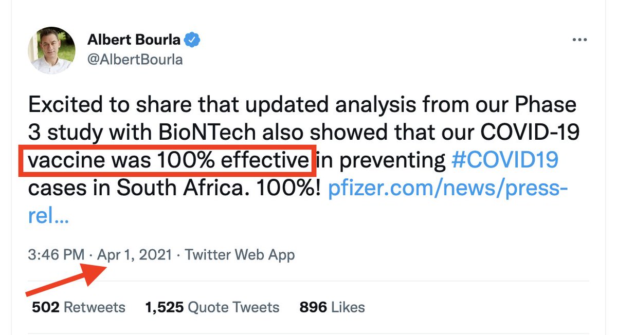 Genesis1063's tweet image. Il ne faut pas en vouloir à @olivierveran qui a dit que les vaccins étaient à 100% sûrs et efficaces. 
En fait, il ne s&apos;est pas rendu compte que le Pdg de #Pfizer avait fait un poisson d&apos;avril 🎣

#Veran #PfizerCEO