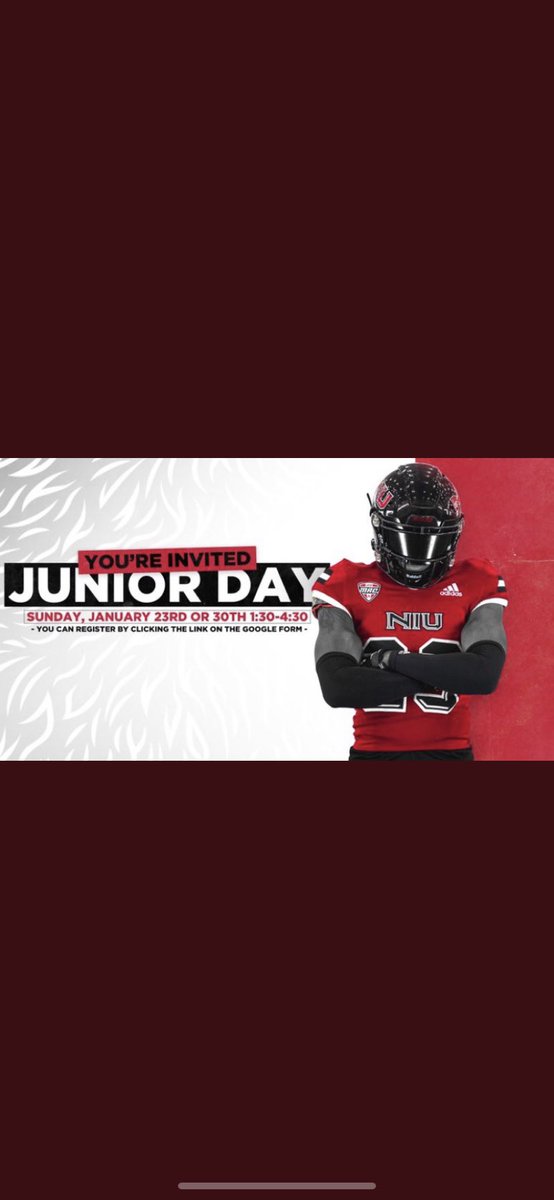 Thankful for the Jr day Invite from <a href="/CoachDtjackson/">Dan Jackson</a> <a href="/NIU_Football/">NIU Football</a>! Looking forward to meeting the staff in 2 weeks. <a href="/RamFBHC/">Coach Walters</a> <a href="/DeepDishFB/">DEEP DISH FOOTBALL</a> <a href="/PrepRedzoneIL/">Prep Redzone Illinois</a> <a href="/ECSportsTV/">EC SPORTS</a>