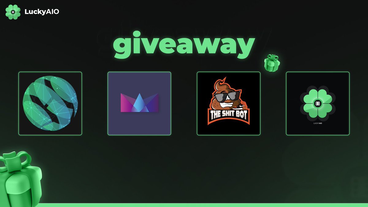 LuckyAIO (@lucky_aio) on Twitter photo Big Time Giveaway 🎁
<a href="/Lucky_AIO/">LuckyAIO</a> - 1 GB private plan
<a href="/RE_AIO/">REAIO</a> - 1 key
<a href="/ProxiesCyber/">CyberProxies</a> - 1 GB
<a href="/The_Shit_Bot/">The Shit Bot</a> - 1 copy
Rules:
1.Follow ALL⬆️
2. Like❤️
3.RT♻️
4.Tag 1 friend🙋♂️ Big Time Giveaway 🎁
<a href="/Lucky_AIO/">LuckyAIO</a> - 1 GB private plan
<a href="/RE_AIO/">REAIO</a> - 1 key
<a href="/ProxiesCyber/">CyberProxies</a> - 1 GB
<a href="/The_Shit_Bot/">The Shit Bot</a> - 1 copy
Rules:
1.Follow ALL⬆️
2. Like❤️
3.RT♻️
4.Tag 1 friend🙋♂️