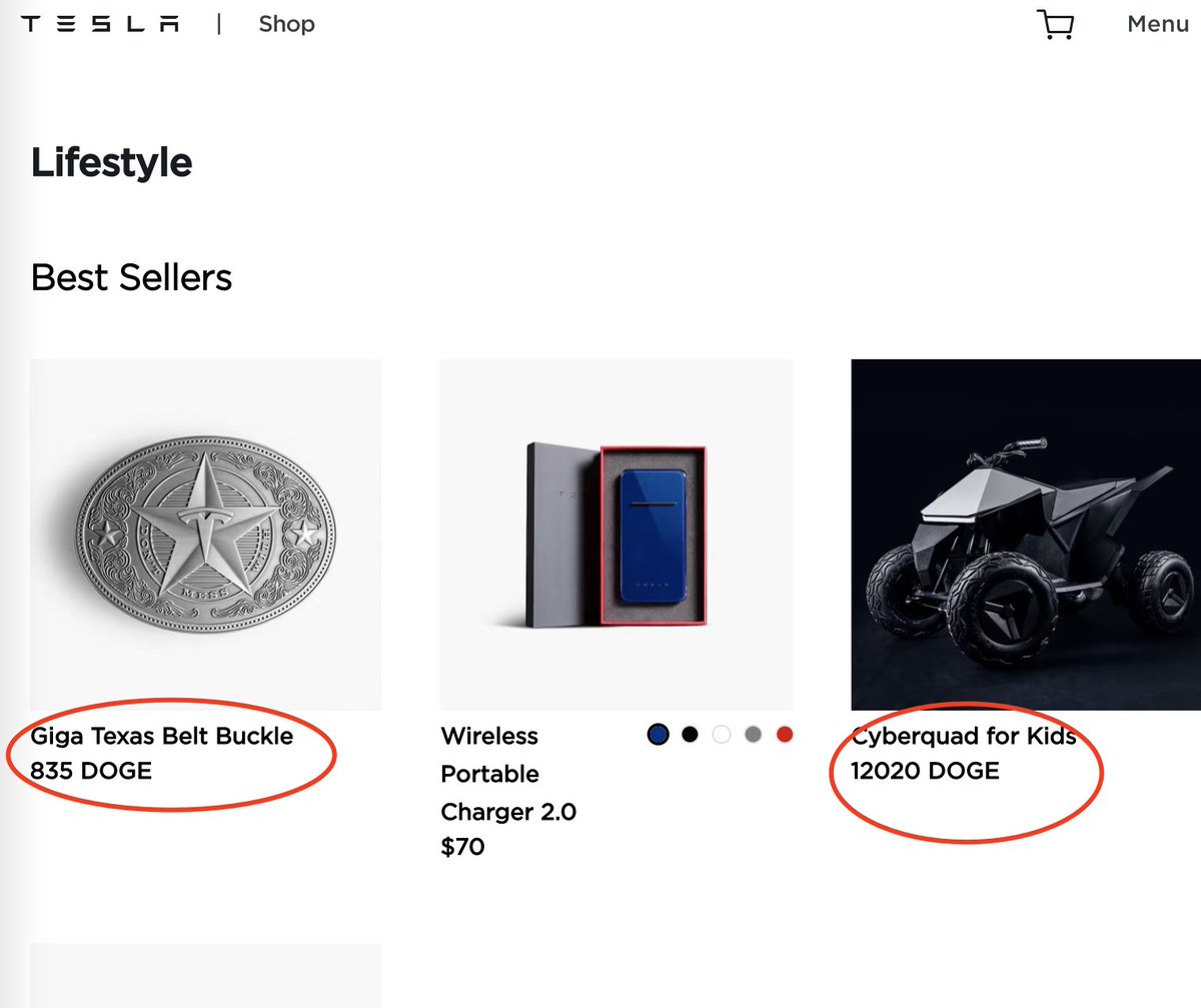earnwithrk's tweet photo. BIG UPDATE .@ElonMusk Tesla Officially added #DogeCoin to buy a few items on their Website. https://t.co/3Soovdyrom