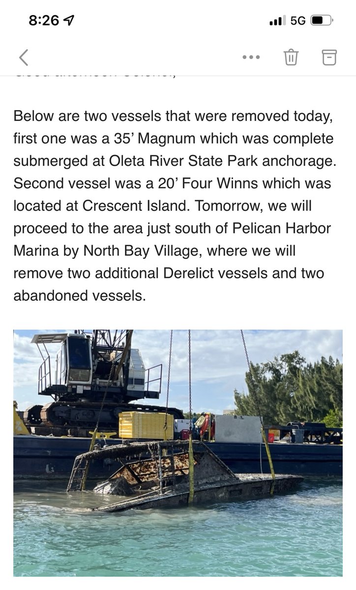 IleanaGarciaUSA's tweet photo. I’d like to thank @MyFWC constituents &amp; Senator Hutson 4 his work on 
derelict vessels, huge issue for our waterways in South Florida. Bill #SB606 #BoatingSafetyAct covers derelict vessels, owner title registration info, safety &amp; accountability #Miami @FLSenate #lovewhereyoulive https://t.co/fMEdV8P3h8