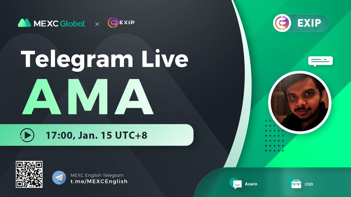 MEXC_Builders's tweet photo. @MEXC_Global AMA with @ExipOfficial $EXIP

📍TG group: https://t.co/vHQCe8QFTD
⏰17:00 Jan 15 (UTC+8)

✅Follow @ExipOfficial &amp; @MEXC_Updates &amp; @MEXC_Fans
✅RT &amp; Like &amp; Tag 3
✅Comment

🌈10 ppl* 10 $USDT equivalent token

💚Follow us for more #giveaway https://t.co/0SMQU3hIUn