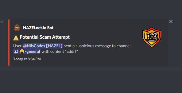 VibrantNet_io's tweet photo. HAZELnet will ensure #CNFT drop address scams are a thing of the past, even if you do a single address drop.
The message will be deleted and if you want, reported to you.
What other scams have you experienced on #Cardano that could have been prevented?
#CardanoCommunity #hazelnet https://t.co/Slw5vQ1bj9