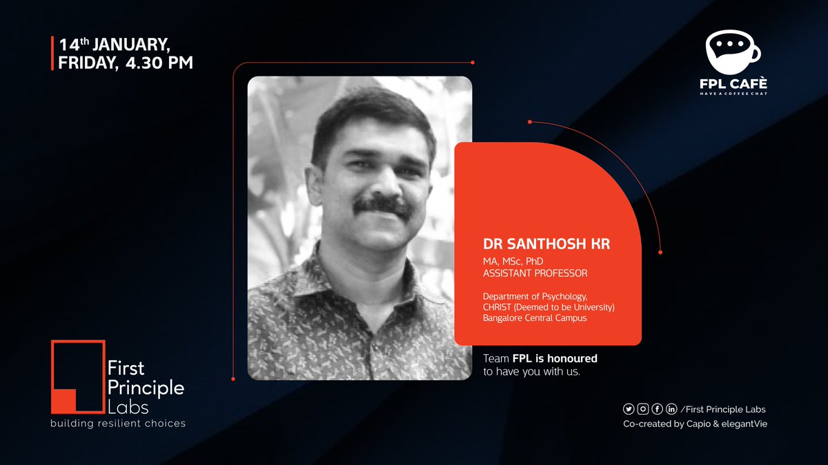 capiosocial's tweet photo. Dr. Santhosh Kareepadath Rajan, currently working as Assistant Professor of Psychology at Christ University, Bangalore, is specialized in the areas of Behavioural Research, Psychometrics, Research methods, and Structural Equation Modelling. https://t.co/i9L12MLvnS