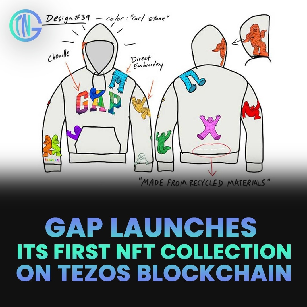 TheNFT_Geek's tweet photo. Gap, the global clothing brand, is making its first foray into the world of non-fungible tokens (NFTs) through a collaboration with New York-based artist Brandon Sines and open-source blockchain platform Tezos. https://t.co/i7joUNDiVf