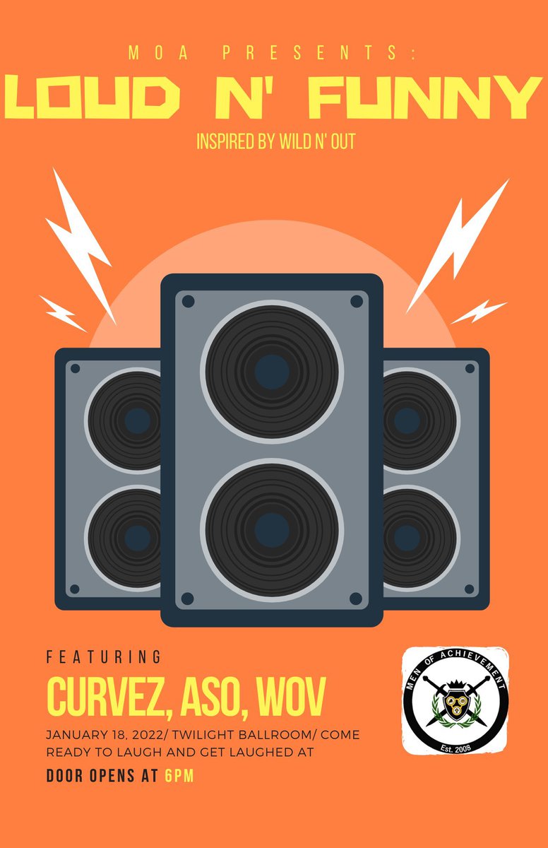 Hey Ladies! Come on out next week to watch us participate in <a href="/MenOAchievement/">Men of Achievement</a>’s Loud N’ Funny show on Tuesday, January 18th at 6pm !