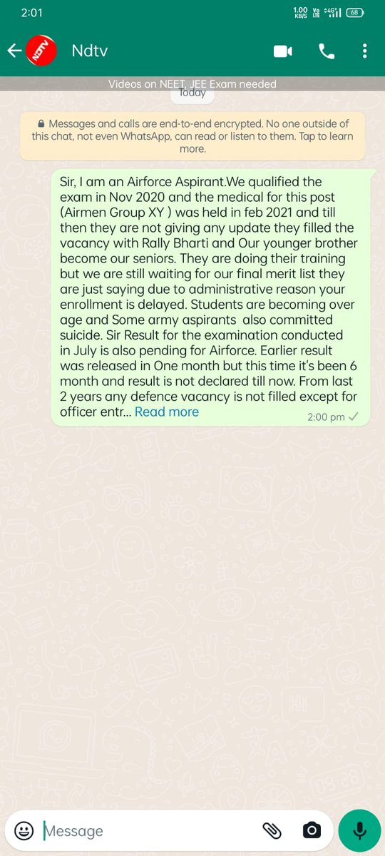 ArpitPannu6's tweet photo. @kisanItcell1 Sir pls raise our voice in media that there is no vacancy on army and airforce from last two years. But before covid there is 2 vacancy in airforce per year and 3 vacancy in army in 2 years the age is between 17-20. We get overage and still we can't get any chance to qualify. https://t.co/zRatgqIP7y