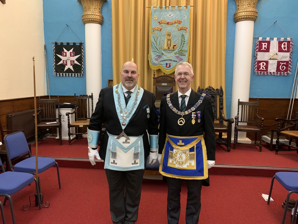 Congratulations to W Bro Steve Hillard on becoming the Worshipful Master of Abbot Lichfield Lodge No 3308. A fantastic night had by all and huge thank you to the impressive Provincial Team led by VW Bro Stephen J Wyre, DepPGM. Great to be back.