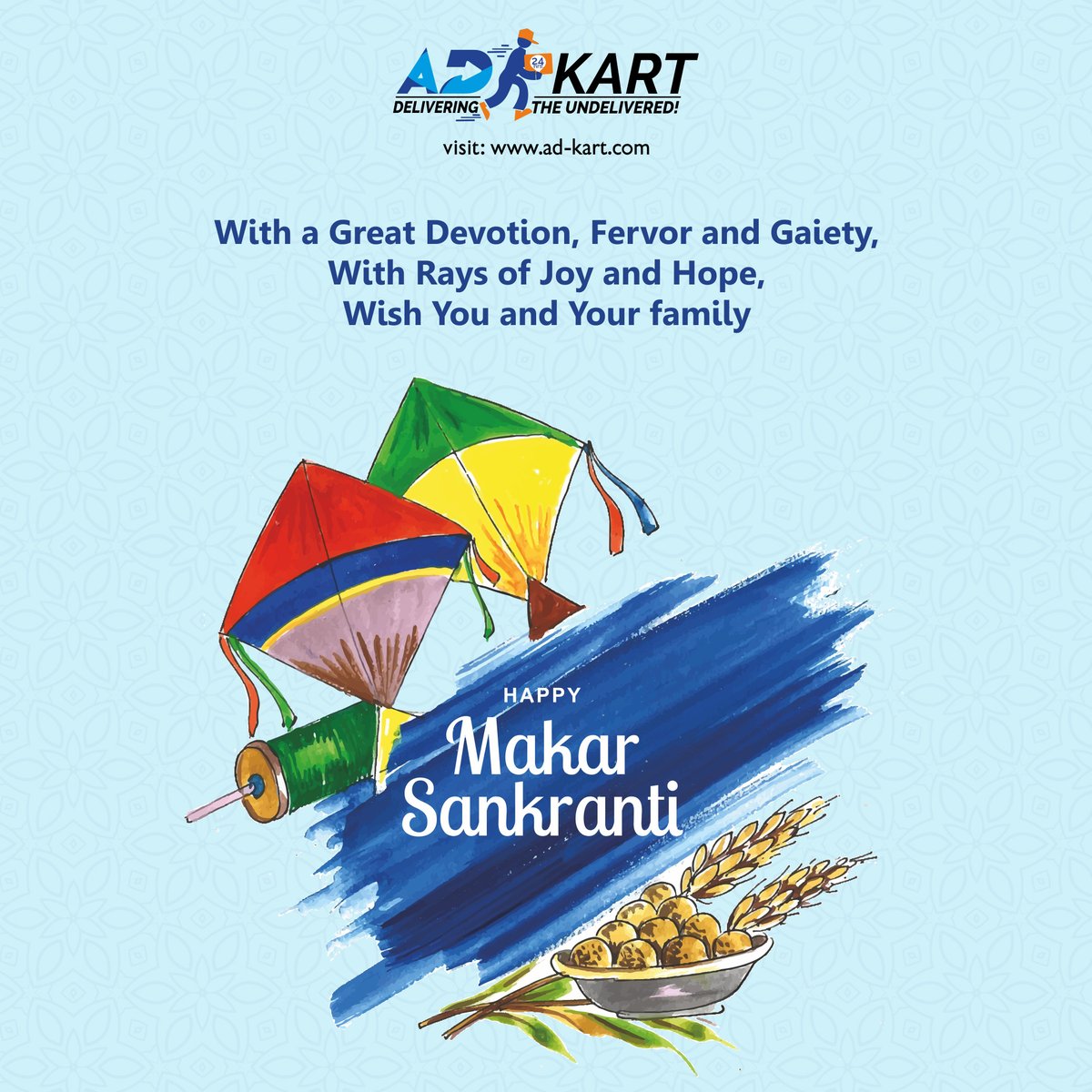 AdKartLogistics's tweet photo. #AdKartLogistics Wishes a Very Happy #MakarSankranti

With a Great Devotion, Fervor and Gaiety,
With Rays of Joy and Hope,
Wish you and Your Family,
Very #HappyMakarSankranti.

#sankranti #kitefestival #kites #patang #uttarayan #kite #kiteflying #lohri #sankranthi #pongal #manja https://t.co/yVHnql6ddq