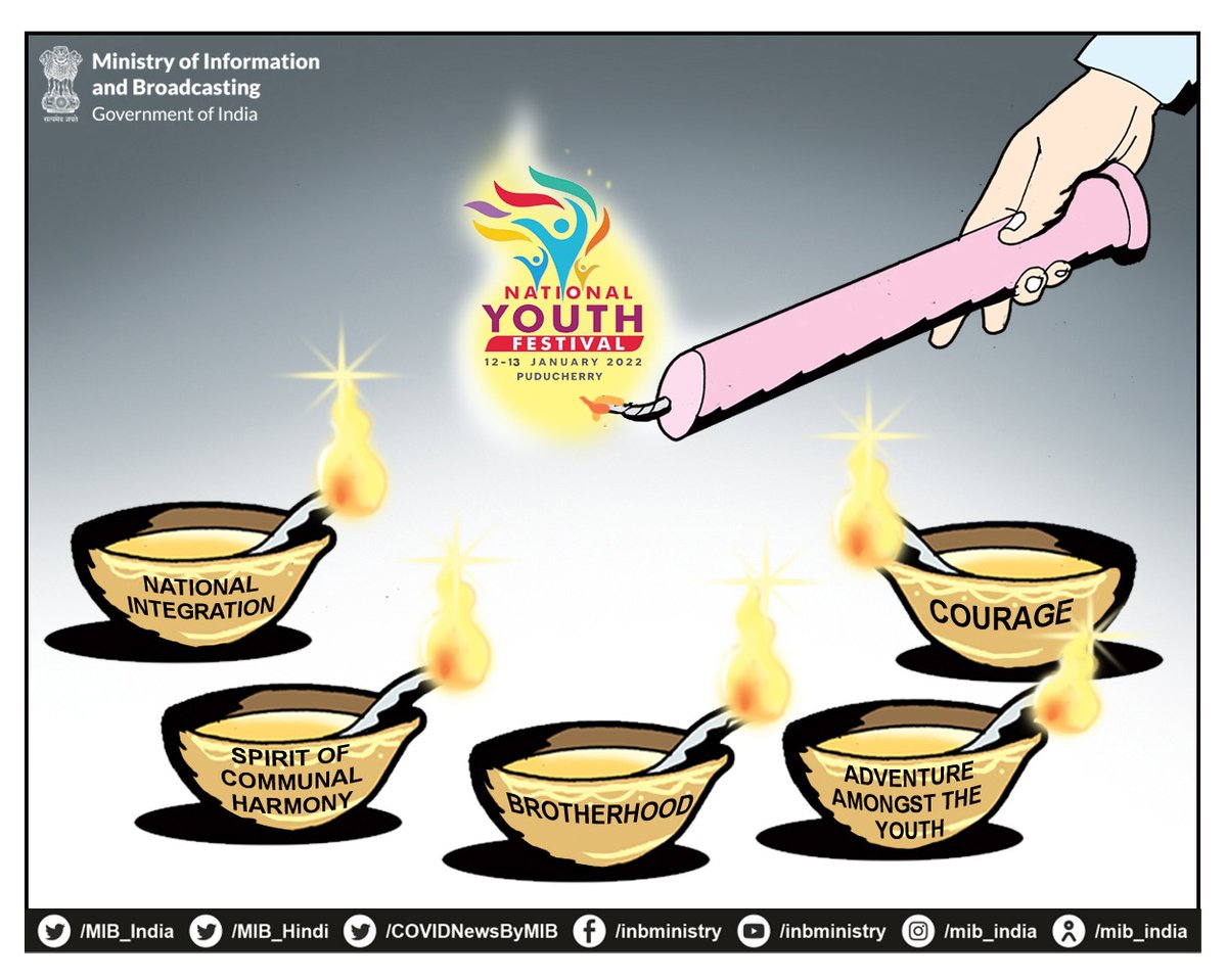 The #NationalYouthFestival was organised on 12th - 13th January, 2022 to propagate the concept of national integration, spirit of communal harmony, brotherhood, courage and adventure. #NYF2022 #AmritMahotsav @AmritMahotsav