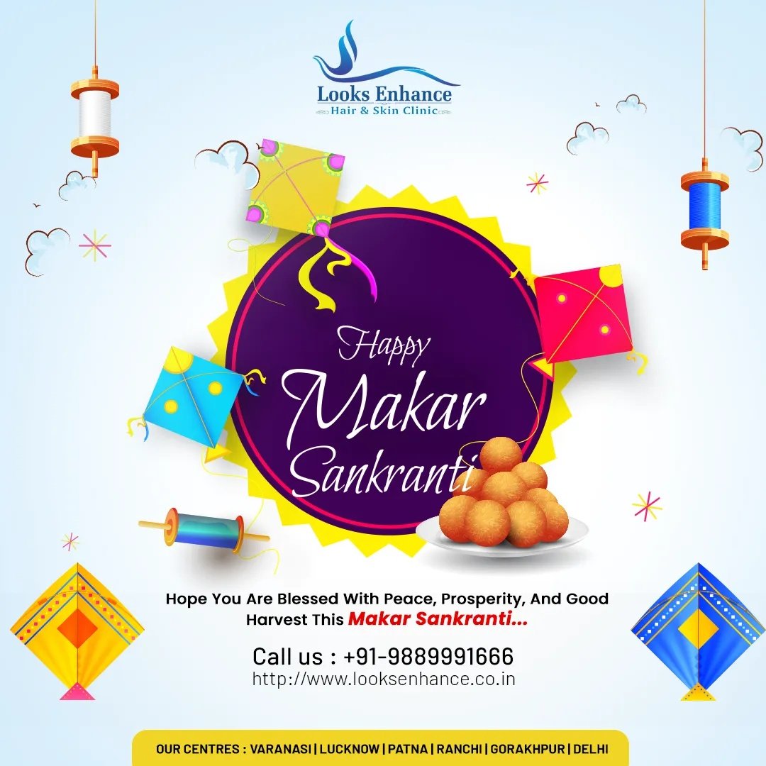 LooksEnhance's tweet photo. Happy Makar Sankranti ..

#hairpatch #hairweaving #hairbonding #hairtransplant #hairwings #hairreplacement #hairsaloon #looksEnhance 
: Leave a review on Google and Come with screenshot and get 10% off.
For more details Contact us ☎️: 9889991666, 9990139789 🏢 https://t.co/Qkyw3EzzSB