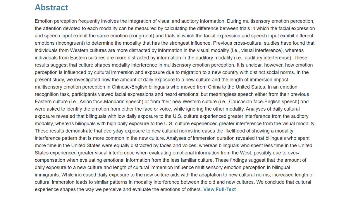 Languages_MDPI's tweet photo. Can migrating to a new country change how people perceive the emotions of others? 

A new study suggests yes! Immersion length and amount of exposure to the new culture shape emotion perception! 

Full-text:https://t.co/1b4nIR1x3m

#bilingualism #language #culture @VioricaMarian1 https://t.co/8UDcl62bKU