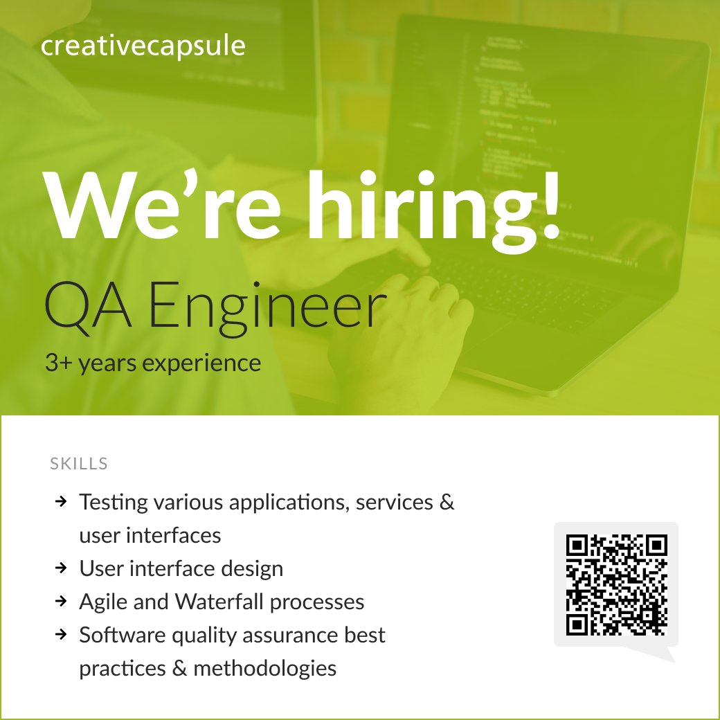 CCI_Connect's tweet photo. We are #hiring for a QA Engineer. This position is responsible for leading quality review of various applications and includes creating test plans and strategy. To know more, visit: https://t.co/09NPAZRSLi
#JobsinIndia #QAEngineer #openposition #jobopenings #jobs #CreativeCapsule https://t.co/A5oWEFxmCx