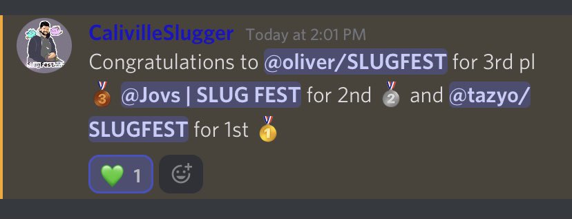 svojeltsac's tweet photo. Not bad for a first timer. 🏆
Kudos to all the participants especially to you Sir Gab @CalivilleSlug for a very successful friendly tournament. 🤜🤛
#SecondPlacer
#BattleOfTheLunacianTournament
#SlugFest @SlugFestAcademy https://t.co/1GUqfgR3dt