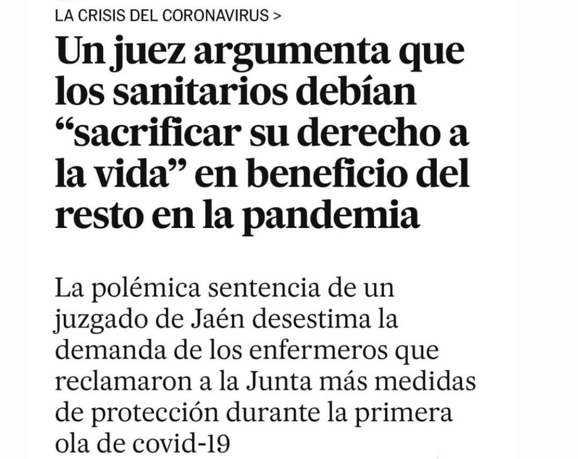 PauMatalap's tweet photo. Los médicos deben ser indemnizados… las enfermeras no, porque “debemos sacrificar nuestras vidas”. La vocación y tal…🤦🏽‍♂️ https://t.co/GPXv1sPh7z