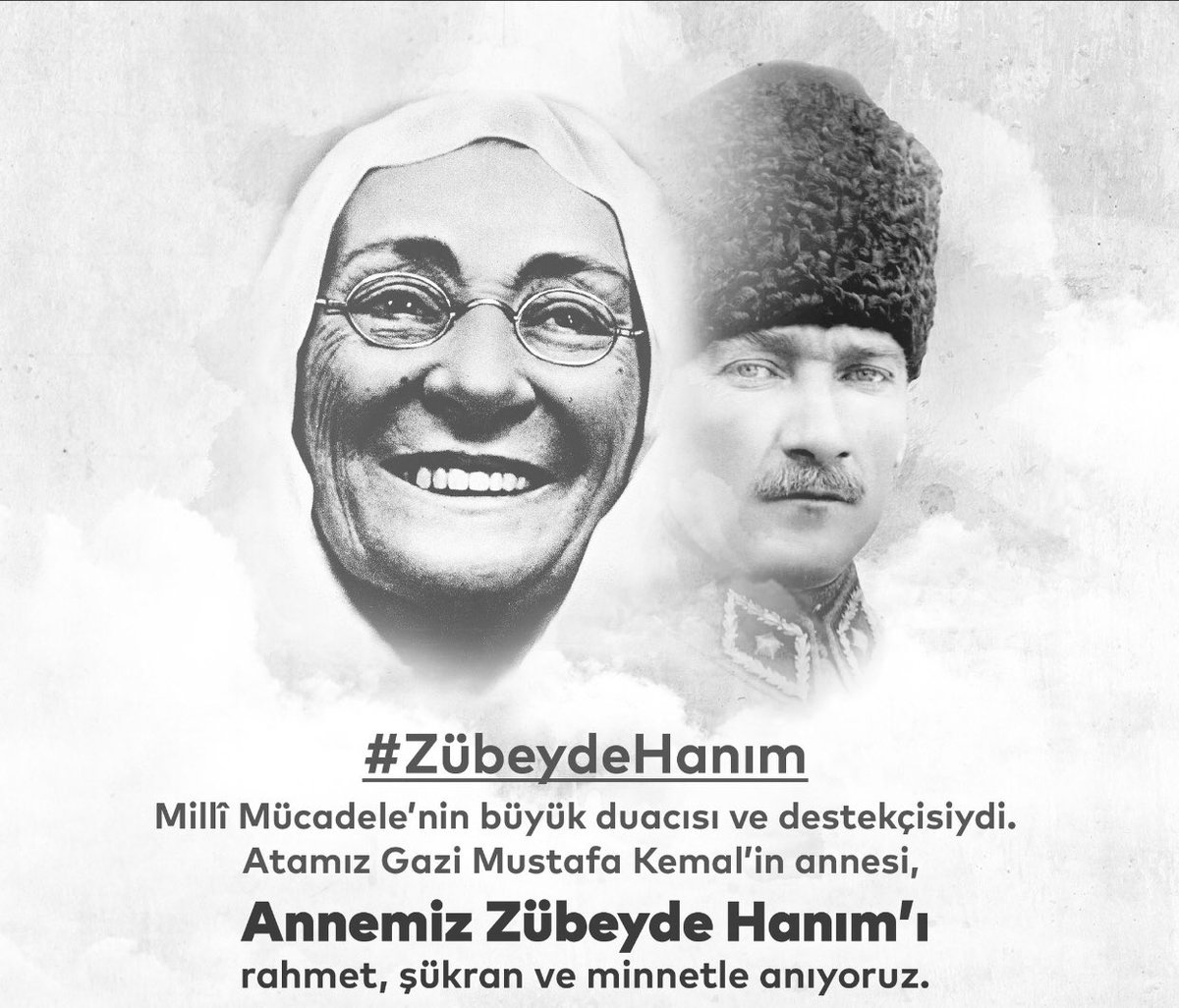 #ZübeydeHanım Millî Mücadele’nin büyük duacısı ve destekçisiydi. Atamız Gazi Mustafa Kemal’in annesi, Annemiz Zübeyde Hanım’ı şükran, rahmet ve minnetle anıyorum.
