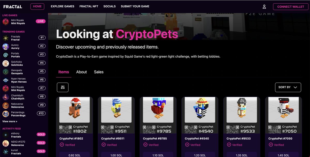 🎮 attention: new game listings!

we're hyped to announce that cryptopets nfts are now listed on fractal!

<a href="/CryptopetsAR/">CryptoPets | SOLD OUT</a> are the first augmented reality and metaverse ready nfts on solana

go check them out: fractal.is/cryptopets