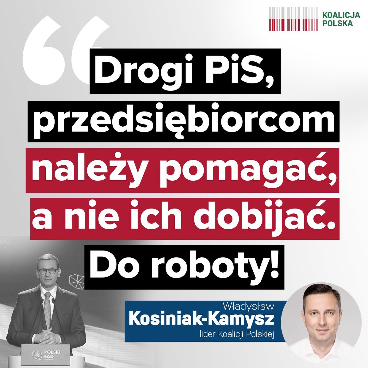 Koalicja_PL's tweet photo. Trzeba PILNIE posprzątać podatkowy bałagan! Po pierwsze – wywalić do kosza szkodliwe zapisy #PolskiŁad, po drugie – wprowadzić dobrowolny ZUS dla przedsiębiorców, po trzecie – odroczyć spłaty do PFR. #DrogiPiS https://t.co/p8oRTs4462