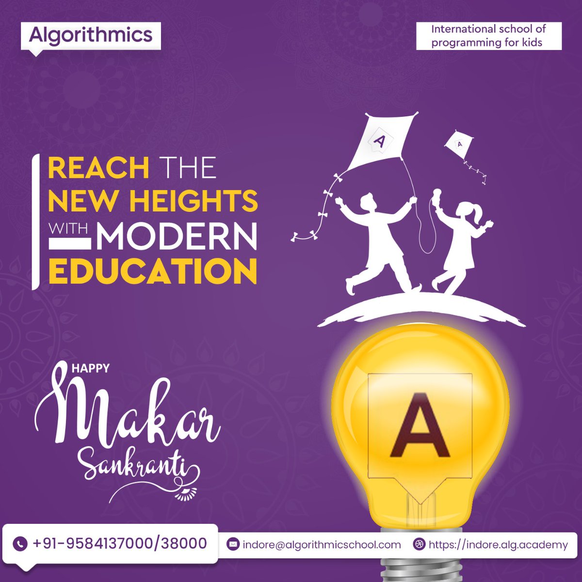 algorithmicsind's tweet image. With Algorithmics courses we are fostering creativity, curiosity and critical thinking.

Happy Makar Sankranti!

Join Algorithmics- An international school of programming 

Enroll today for a FREE Demo Class

📲 9584137000 / 38000
🌐 indore.alg.academy