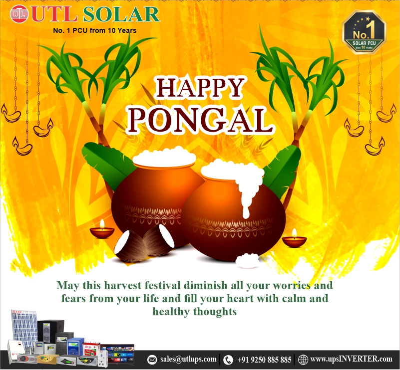 UTLsolar's tweet photo. May the divine blessings of Surya reach your home. Wish you and your family a Happy Pongal!
#pongal #utlsolar #amilsolarcalendar #solarisfuture #surya https://t.co/GdgQQk2QqM