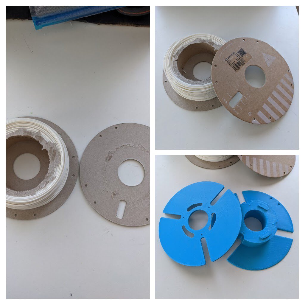 bon3d_Esp's tweet photo. Lo malo de las bobinas de cartón es que si haces un poco el cazurro te acaban rompiendo,menos mal que somos precavidos y teniamos un carrete impreso #impresion3d #printer #filament #impresion3despaña #print3d #fail #fails_day https://t.co/NkixL18FnH