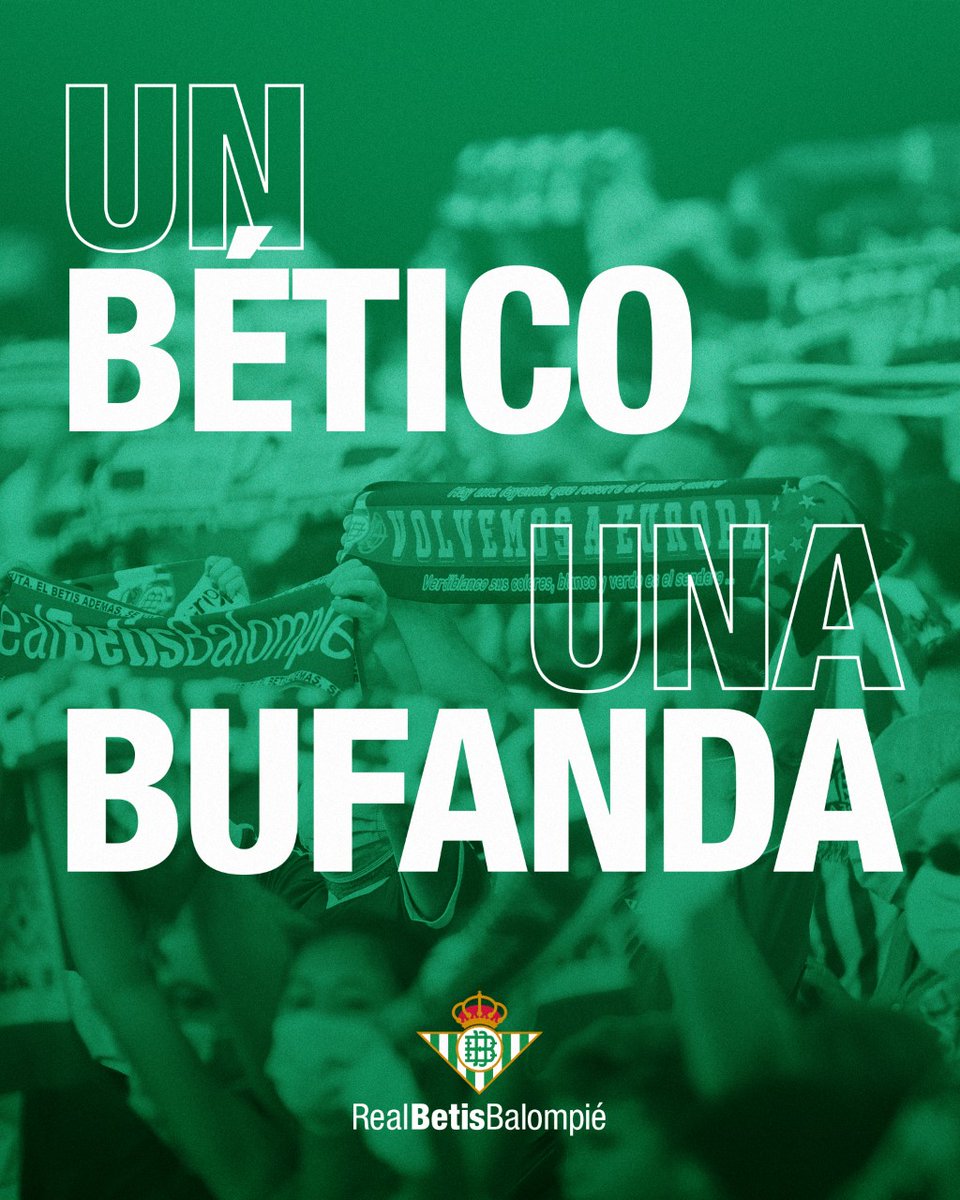 RealBetis's tweet photo. 📢 ¡𝐈𝐌𝐏𝐎𝐑𝐓𝐀𝐍𝐓𝐄!

El sábado tenemos preparado algo para recibir al equipo como se merece, así que necesitamos lo siguiente 🙏👀

1 bético, 1 bufanda 🧣💚

¡Pásalo y prepara ya la tuya! 🔥🔥 https://t.co/3j7sspAOUe