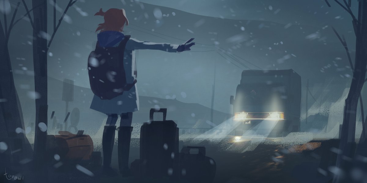takawbird's tweet photo. making my way downtown 😭 (roadtrip au!) https://t.co/vl4bXOib3G