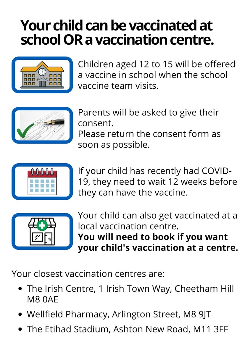 MCCCheetham's tweet image. Getting young people vaccinated will give them the best protection against COVID-19💉

Teams are vaccinating next week at Eden Boys and Girls school❗️

Listen to this message from Dr Ahmed explaining why it's important for young people to get vaccinated: vimeo.com/665555122