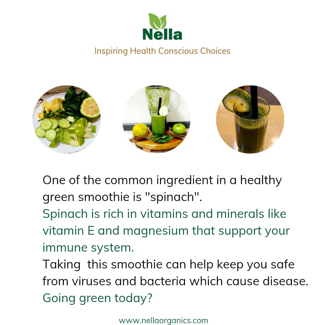 nellaorganics's tweet photo. Spinach is rich in vitamins and minerals like Vitamin E and magnesium that support your immune system.
Going green today?
#spinach #Cleangreens #wellness #healthyeating https://t.co/Ny8rH9GIaw