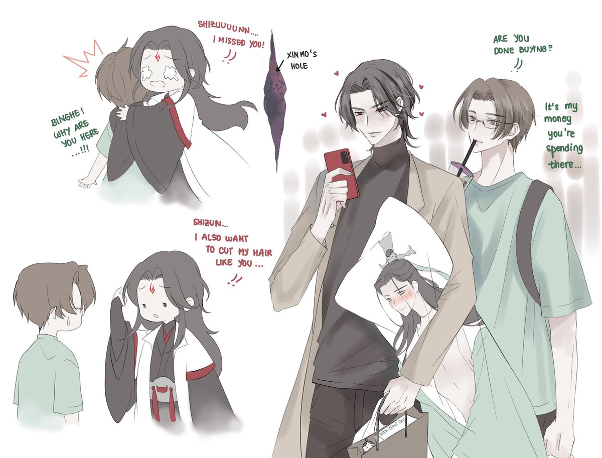 Bingbing’s trip to modern world! 

Bingbing dressed like overbearing CEO, holding SQQ Dakimakura around, buying SQQ merchs. 🔥🔥🔥

#SVSSS #BingQiu
