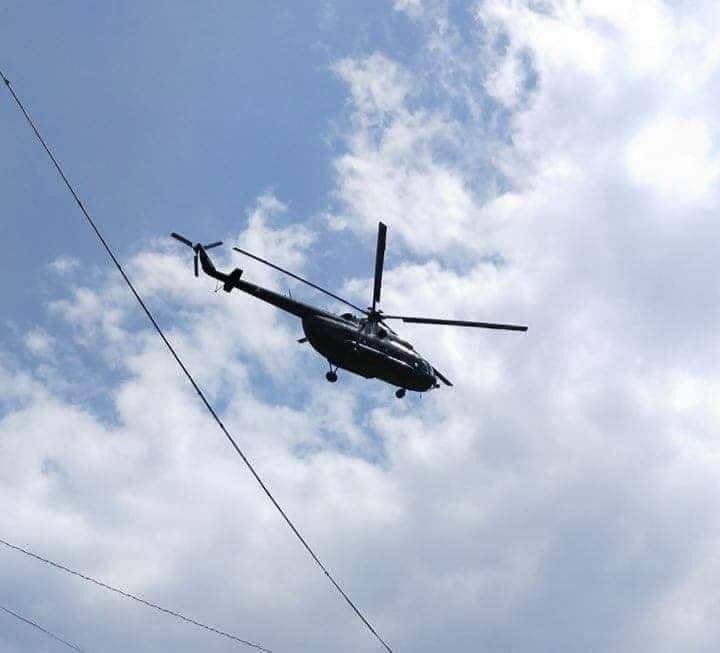 A military helicopter &amp; twoMi35 helicopters from Monywa's Northwest Military Headquarters took off &amp; launched airstrikes in eastern part of Depayin. #WarCrimesOfJunta #2022Jan14Coup #WhatsHappeningInMyanmar