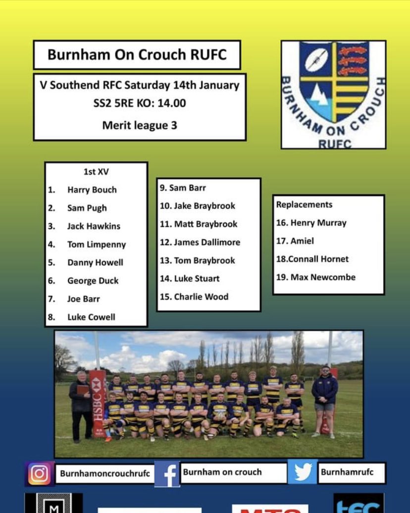 BurnhamRUFC's tweet photo. Travelling squad for tomorrow’s match. All support welcome! 🏉🏉🏉@SouthendSaxons https://t.co/Zp5DLzAXvw