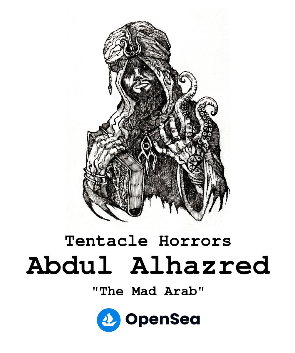 Drop now, fresh mint 🌿
Meet "The Mad Arab" 👳🏽
Forsaken his own god, and walk the darkest path that mortal ever dare 😈🐙
Now <a href="/opensea/">OpenSea</a> 🌊🏖️
opensea.io/collection/ten…

#NFTCommunity #nftcollector #NFTs #HPLovecraft #OpenSeaNFT