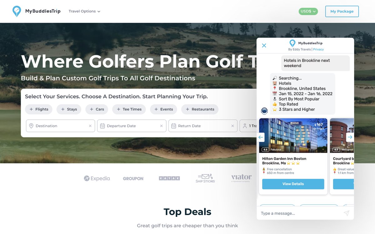 eddytravels's tweet photo. Explore https://t.co/piPs3YbzOl, a wonderful platform for planning a #golf trip! ⛳️ 

The @EddyTravels AI Assistant now helps their customers find the best #travel offers.

#EddyTravels #AI #Assistant #Tourism #MyBuddiesTrip  #Golfers #GolfTravel #GolfIndustry @MyBuddiesTrip https://t.co/Ci8sNc2Zhs