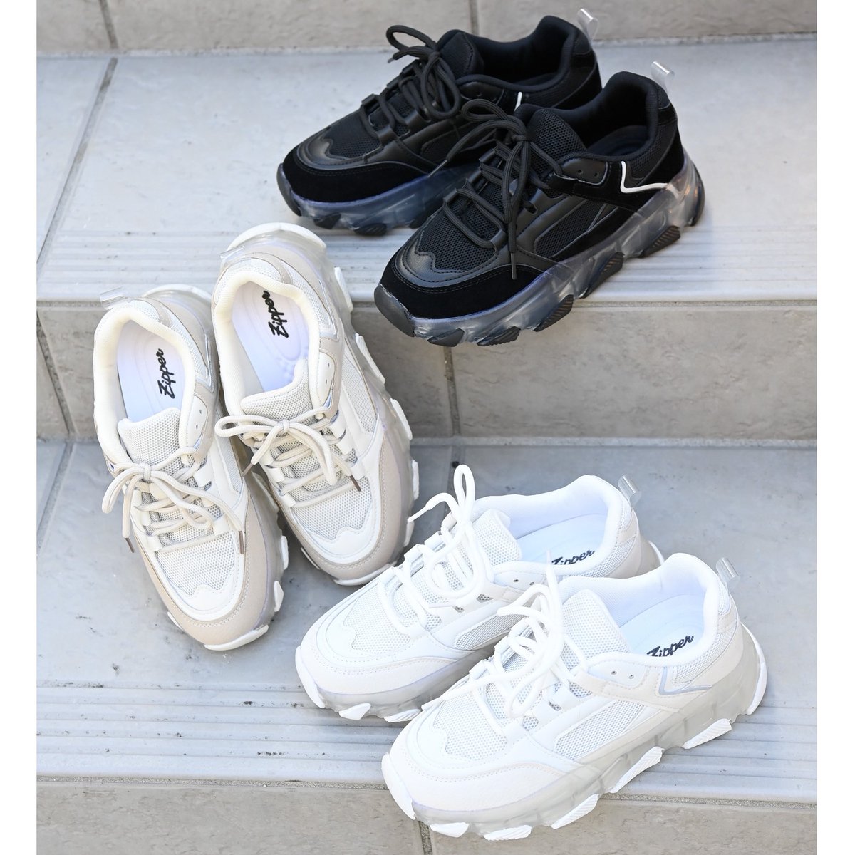 身長盛りたい女子必見！  #盛れる 厚底スニーカー♡ / 陽に当たると