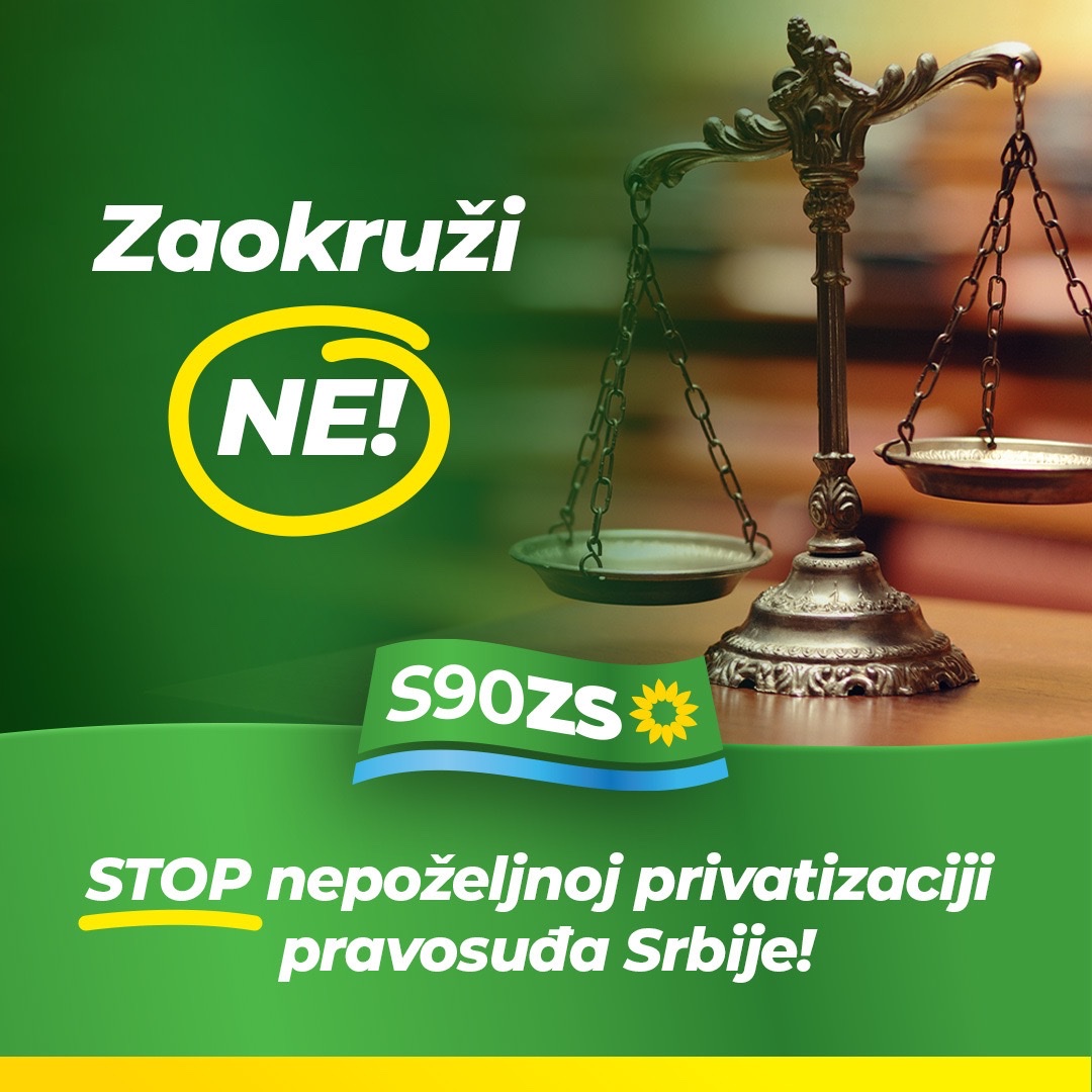90Savez's tweet photo. Zaokruži NE!
Način izbora sudija za koji se glasa na referendumu nije korišćen u Evropi. Treba se jasno pobuniti protiv toga i zaokružiti NE!
#referendum2022 #zaokružiNe #stopreferendumu #nezavisnadržava #sudstvo #Savez90Zelenihsrbije #zajednozasudstvo #zajednozaprirodu https://t.co/wwMvIuJqmU