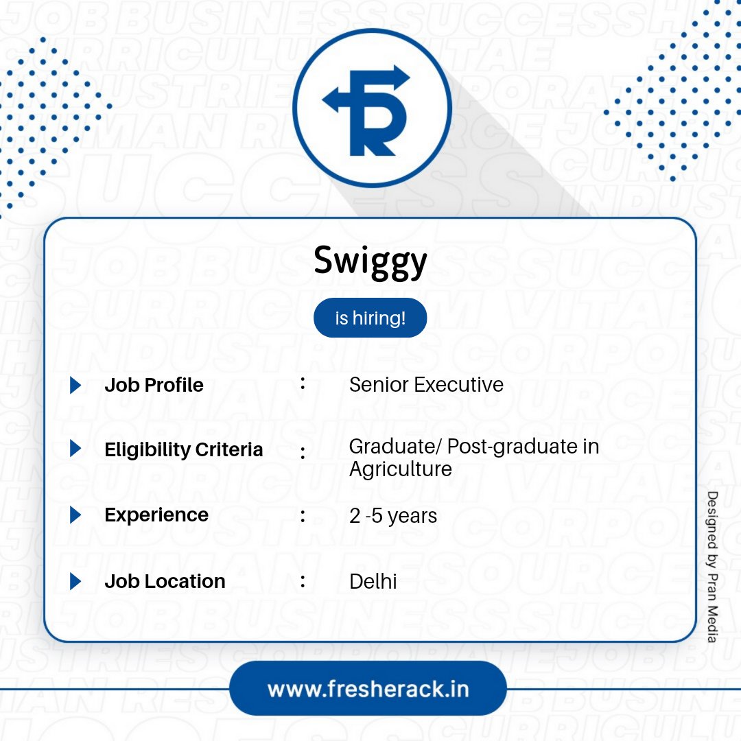 fresherack's tweet photo. Swiggy is hiring 
Visit our website to apply : https://t.co/LZKDo7CuW2

#Recruitment #JobSeekers #seniorexecutive #graduatejob #delhijobs #delhi #swiggy https://t.co/JjXoCIDvUU