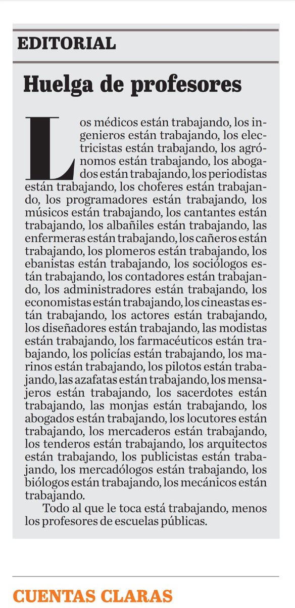 FedericoJovine's tweet photo. "Huelga de profesores", de @JoseMonegro @ElDia_do 

Y yo me pregunto: ¿acaso esa no es la realidad? https://t.co/nlWHzfBPg3