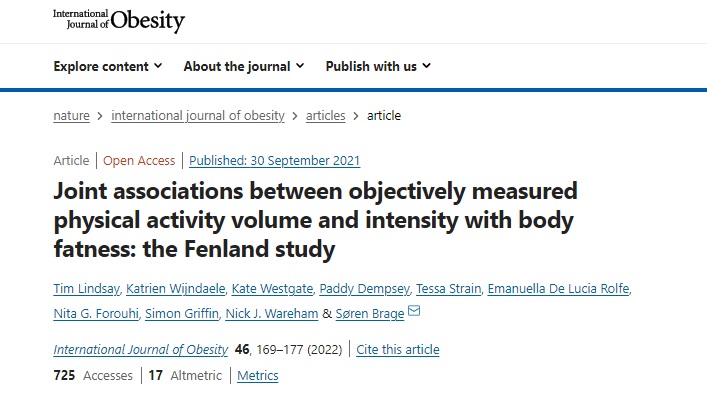 MRC Epidemiology Unit (@mrc_epid) on Twitter photo Population-based study of objectively measured physical activity & body fatness in <a href="/IntJObesity/">International J Obesity</a> finds both total activity volume and activity intensity are significantly and independently associated with body fatness outcomes.
doi.org/10.1038/s41366…
#PhysicalActivity Population-based study of objectively measured physical activity & body fatness in <a href="/IntJObesity/">International J Obesity</a> finds both total activity volume and activity intensity are significantly and independently associated with body fatness outcomes.
doi.org/10.1038/s41366…
#PhysicalActivity